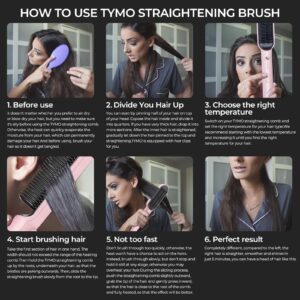 TYMO Ring Pink Hair Straightener Brush – Hair Straightening Iron with Built-in Comb, 20s Fast Heating & 5 Temp Settings & Anti-Scald, Perfect for Professional Salon at Home