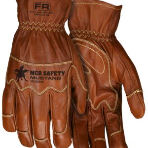 MCR Safety MU3624KXL Mustang Utility Driver Glove, Premium Grain Goat Double Palm, DuPont™ Kevlar® 360 liner, Wing Thumb, Sewn with Kevlar®, Hand Protection, 1 pair, Size X-Large, Brown