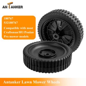 Antanker Lawn Mower Wheel Replace for AYP 180767 Front Drive Wheel Replacement for AYP/Sears/Craftsman/Jonesred/Poulon 532180767 Mower Wheel 2 Pack