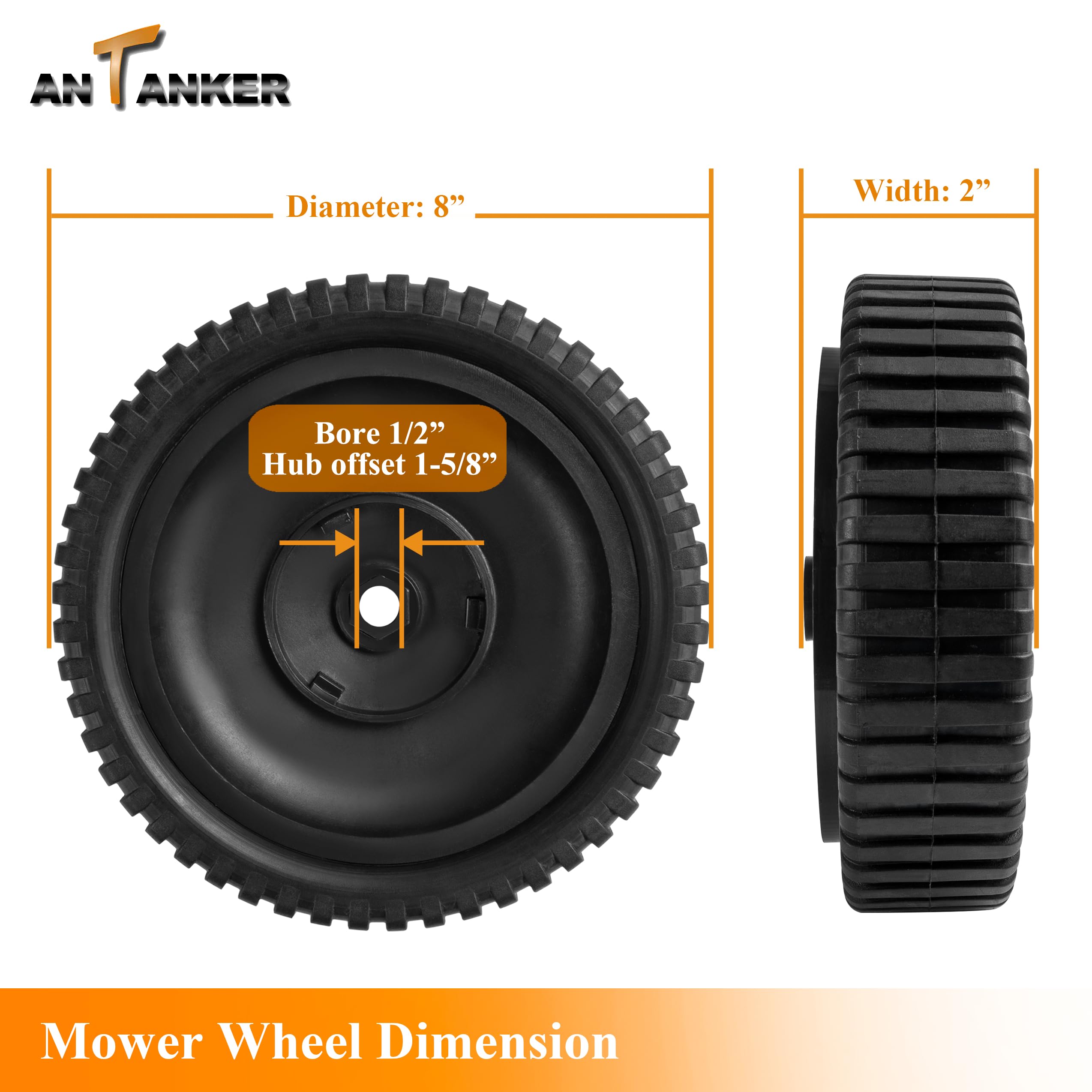 Antanker Lawn Mower Wheel Replace for AYP 180767 Front Drive Wheel Replacement for AYP/Sears/Craftsman/Jonesred/Poulon 532180767 Mower Wheel 2 Pack