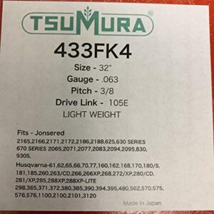 Tsumura 32" Light Weight Guide Bar 3/8-063-105DL Compatible with Makita Compatible with Husqvarna Jon 323RNDD009