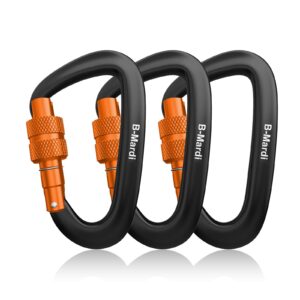 b-mardi carabiner clips heavy duty 12kn (2697 lbs)-lightweight locking carabiners for camping, hiking, hammock, dog leash harness, outdoor and gym etc, keychains& utility ﻿