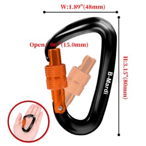 B-Mardi Carabiner Clips Heavy Duty 12kN (2697 lbs)-Lightweight Locking Carabiners for Camping, Hiking, Hammock, Dog Leash Harness, Outdoor and Gym etc, Keychains& Utility ﻿