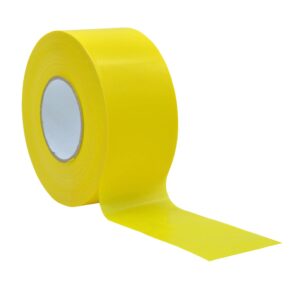 wod brc-ynp barricade caution flagging tape - 3 inch x 1000 feet - high visibility bright yellow for workplace safety, marking boundaries & hazardous areas, non-adhesive & heavy-duty