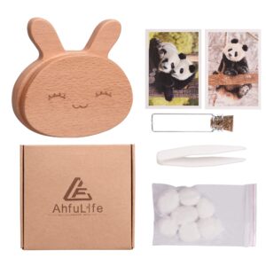 AhfuLife Baby Tooth Keepsake Fairy Box Holder with Lanugo Bottle, Wooden Rabbit Shape Keepsake Box for First Lost Teeth, Cute Tooth Storage Holder, Baby Shower Gifts for Newborn, Boy & Girl