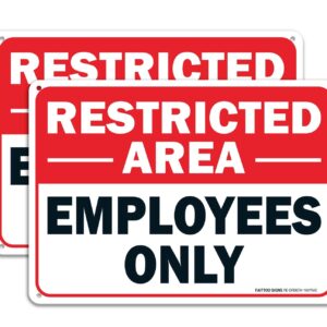 (2 pack) Faittoo Restricted Area Employees Only Sign, 10 x 7 Inches .40 Rust Free Aluminum, UV Protected, Weather Resistant, Waterproof, Durable Ink，Easy to Mount