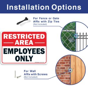 (2 pack) Faittoo Restricted Area Employees Only Sign, 10 x 7 Inches .40 Rust Free Aluminum, UV Protected, Weather Resistant, Waterproof, Durable Ink，Easy to Mount