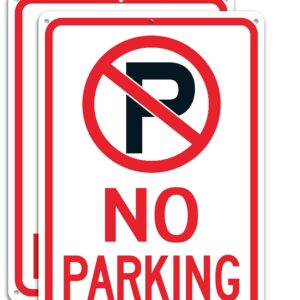 (2 Pack) No Parking Sign with Symbol Sign, 10 x 7 Inches Reflective .40 Rust Free Aluminum, UV Protected, Weather Resistant, Waterproof, Durable Ink, Easy to Mount