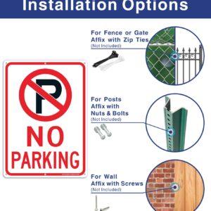 (2 Pack) No Parking Sign with Symbol Sign, 10 x 7 Inches Reflective .40 Rust Free Aluminum, UV Protected, Weather Resistant, Waterproof, Durable Ink, Easy to Mount