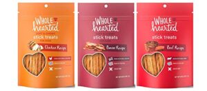 wholehearted grain free soft and chewy dog stick treats (chicken & beef & bacon, 3-6 oz)