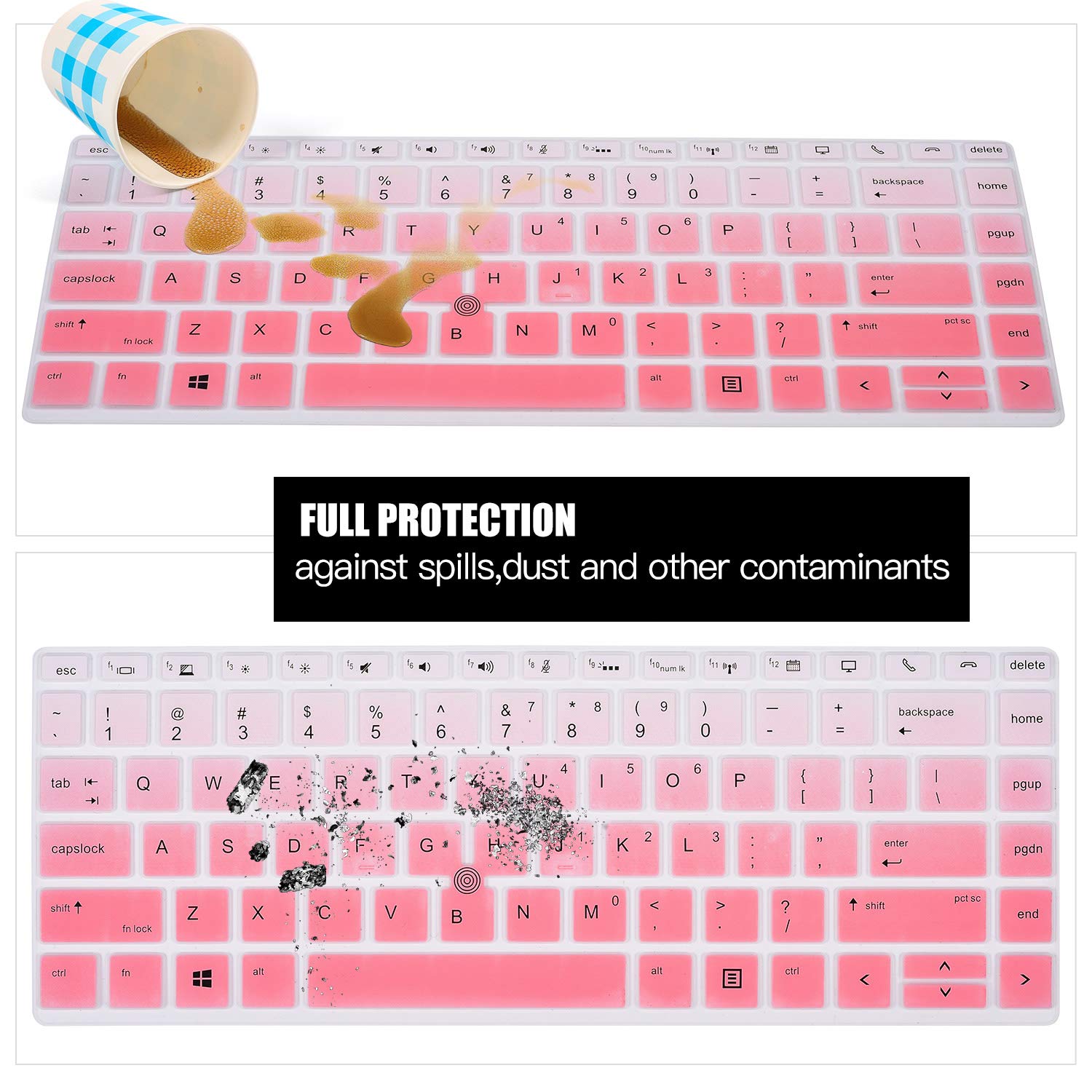 HP Elitebook Keyboard Cover Skins Compatible 14" HP Elitebook 840 G5nr / HP 14" Elitebook 745 G5 / 14" HP Zbook 14U G5 wm,14in HP Laptop Cover (Ombre Hot Pink)