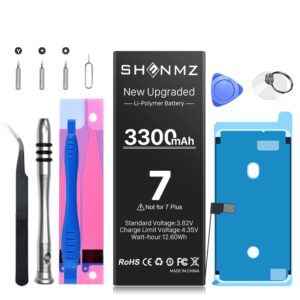 shenmz 3300mah battery for iphone 7, 2023 new (upgraded) replacement battery for iphone 7 model a1660/a1778/a1779 with repair tool kits