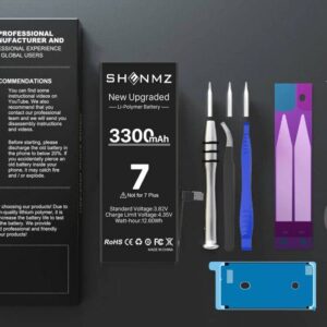 SHENMZ 3300mAh Battery for iPhone 7, 2023 New (Upgraded) Replacement Battery for iPhone 7 Model A1660/A1778/A1779 with Repair Tool Kits