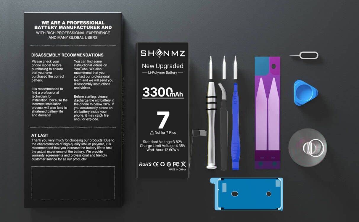 SHENMZ 3300mAh Battery for iPhone 7, 2023 New (Upgraded) Replacement Battery for iPhone 7 Model A1660/A1778/A1779 with Repair Tool Kits