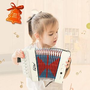 Eastar Kids Accordion Toy Accordian Mini Musical Instruments 10 Keys Button for Child Children Kids Toddlers Beginners (White)