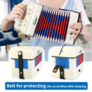 Eastar Kids Accordion Toy Accordian Mini Musical Instruments 10 Keys Button for Child Children Kids Toddlers Beginners (White)