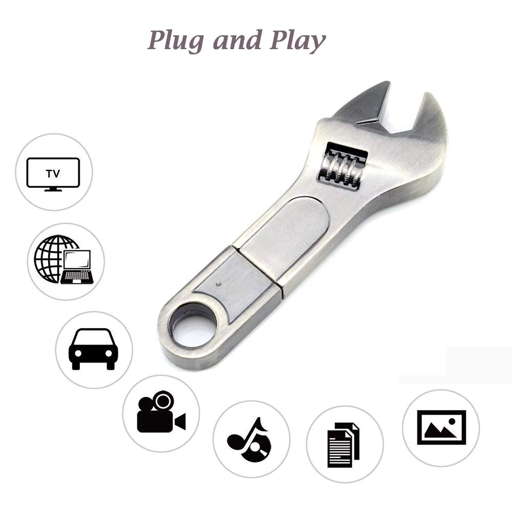 Aretop Flash Drive Fun 64GB, Cool USB2.0 Cute Cartoon Miniature Spanner Shape USB Memory Stick Cute Pendrive 64GB Thumb Drive USB Jump Drive Business Gift Halloween Present