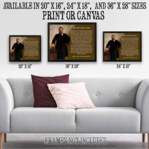 The Man in the Arena Print - Theodore Roosevelt Quote, Inspirational Home and Room Wall Decor, Motivational Poster Gifts, Men's Bedroom Decor, Choose Unframed Poster or Canvas Art Prints