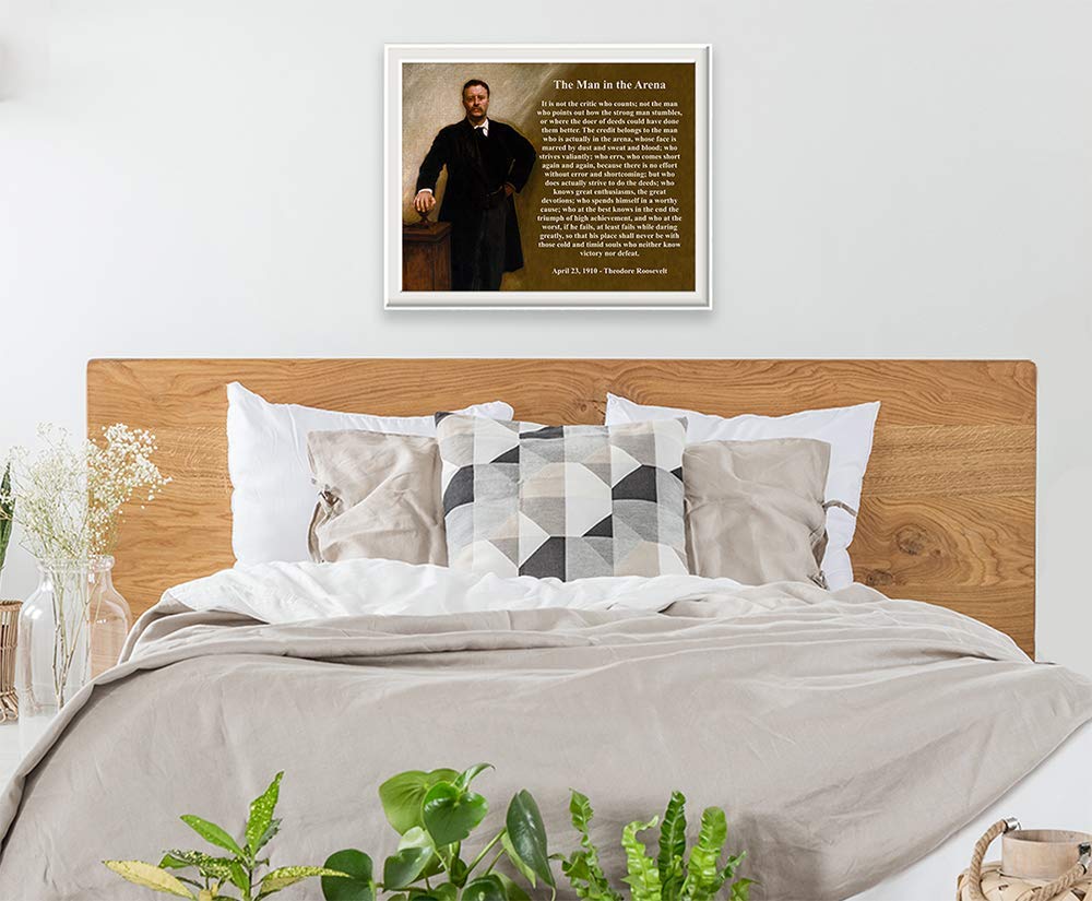 The Man in the Arena Print - Theodore Roosevelt Quote, Inspirational Home and Room Wall Decor, Motivational Poster Gifts, Men's Bedroom Decor, Choose Unframed Poster or Canvas Art Prints