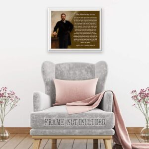 The Man in the Arena Print - Theodore Roosevelt Quote, Inspirational Home and Room Wall Decor, Motivational Poster Gifts, Men's Bedroom Decor, Choose Unframed Poster or Canvas Art Prints