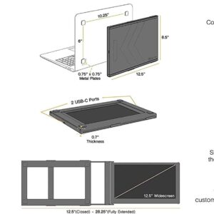 SideTrak Slide Portable Monitor for Laptop 12.5" FHD 1080P IPS Attachable Laptop Screen | Efficient USB Power | Compatible with Mac & Chrome 13" -17" Laptops (Patent Pending) | Black