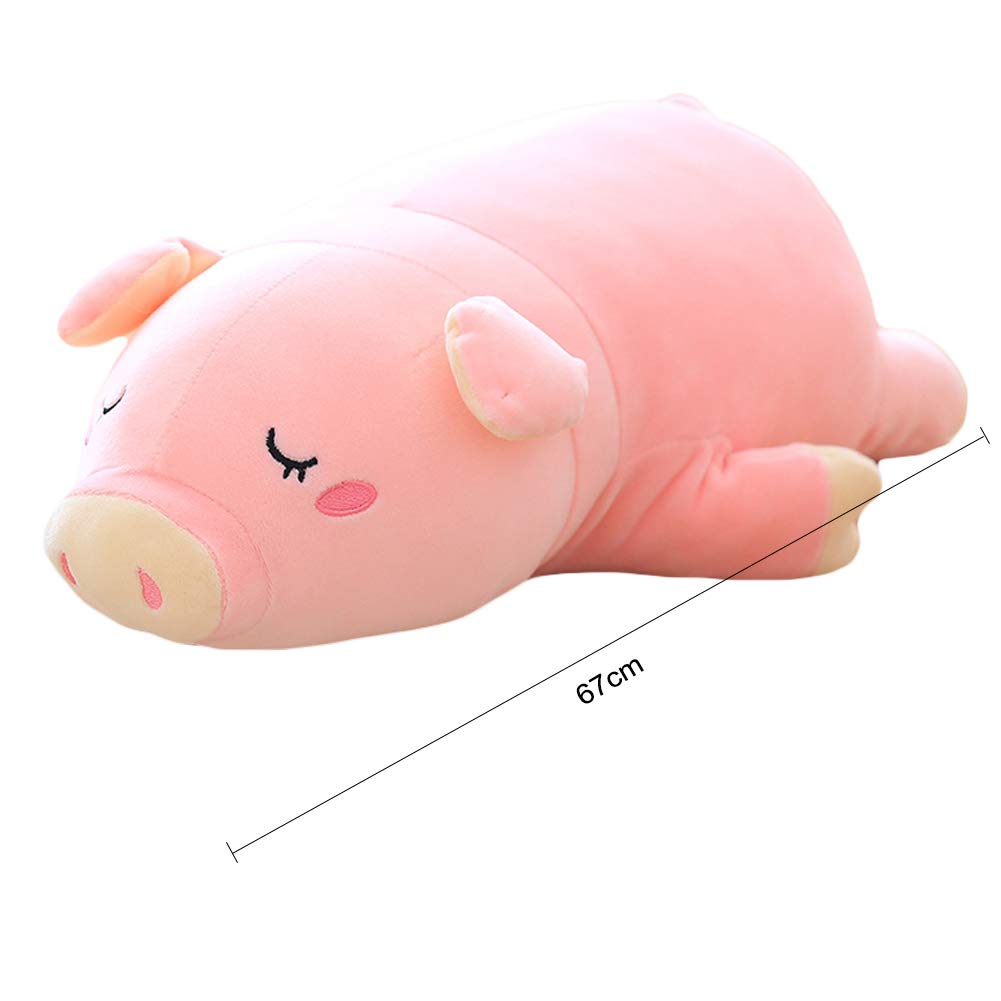 EHOTONG Pig Plush Pillow, Piggy Soft Hugging Pillow Funny Cute Pig Stuffed Animal Toys Christmas Birthday Girlfriend Gift, 27 inch