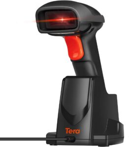 tera 1d wireless barcode scanner usb cradle charging base handheld laser bar code reader 1d automatic sensing fast and precise scanner model 6100