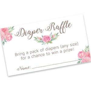 pink floral - baby shower floral diaper raffle tickets (50 count) | girl baby shower game | diaper raffle tickets for baby shower | fun baby shower activities