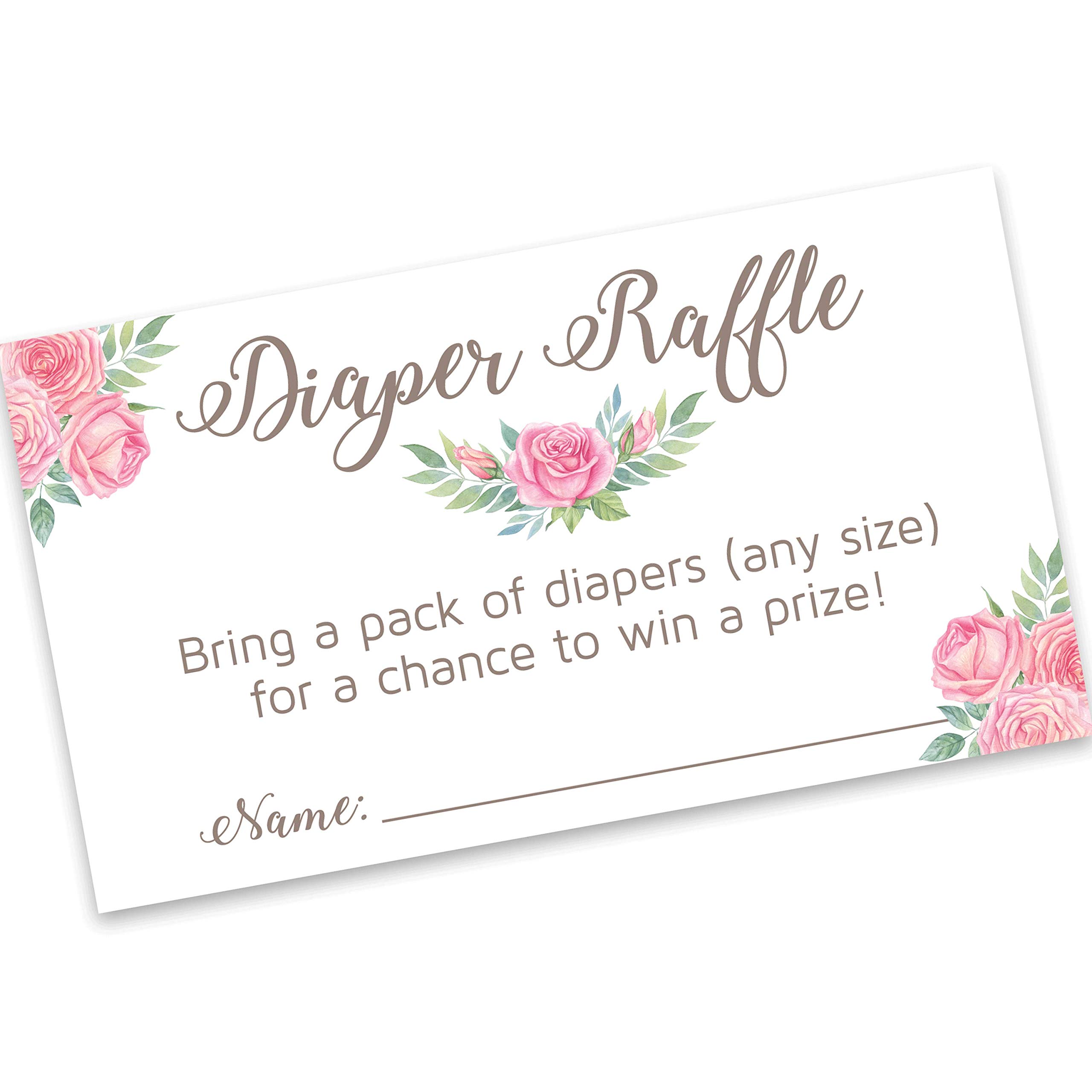 Pink Floral - Baby Shower Floral Diaper Raffle Tickets (50 Count) | Girl Baby Shower Game | Diaper Raffle Tickets for Baby Shower | Fun Baby Shower Activities