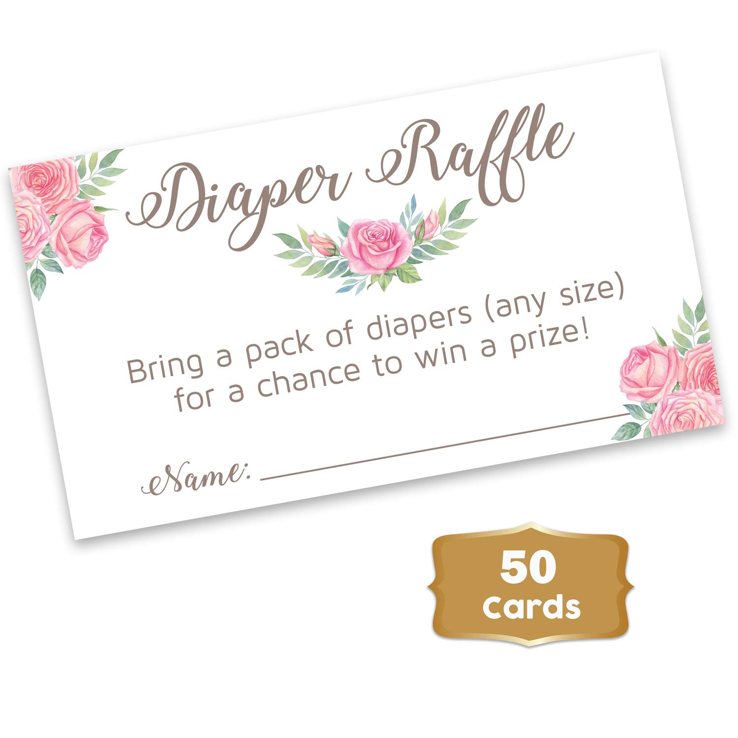 Pink Floral - Baby Shower Floral Diaper Raffle Tickets (50 Count) | Girl Baby Shower Game | Diaper Raffle Tickets for Baby Shower | Fun Baby Shower Activities