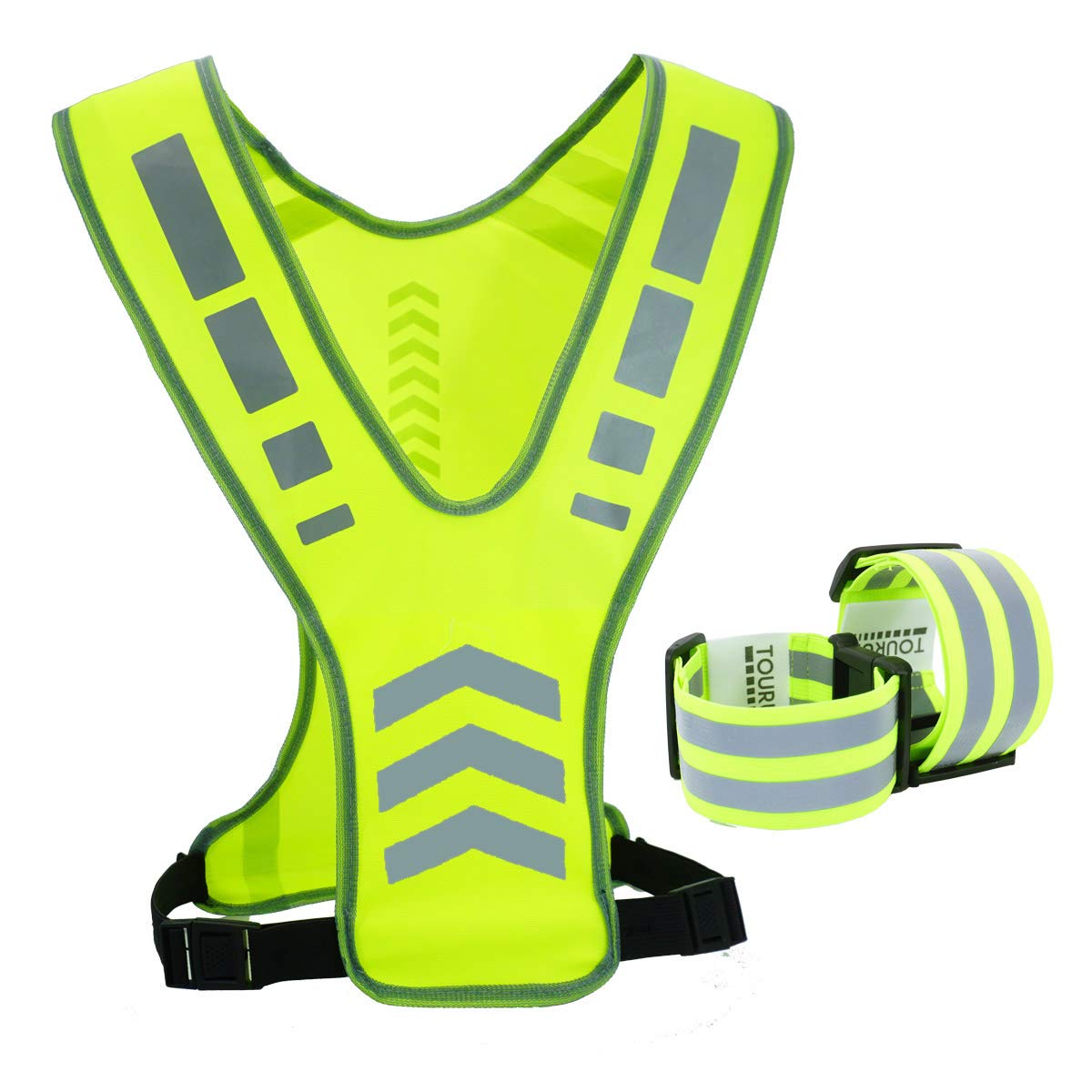 TOURUN Reflective Running Vest Gear with Pocket for Women Men Kids, Safety Reflective Vest Bands for Night Cycling Walking Bicycle Jogging