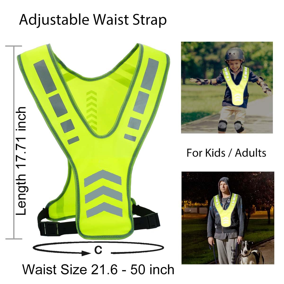 TOURUN Reflective Running Vest Gear with Pocket for Women Men Kids, Safety Reflective Vest Bands for Night Cycling Walking Bicycle Jogging