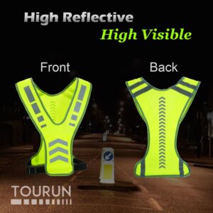 TOURUN Reflective Running Vest Gear with Pocket for Women Men Kids, Safety Reflective Vest Bands for Night Cycling Walking Bicycle Jogging