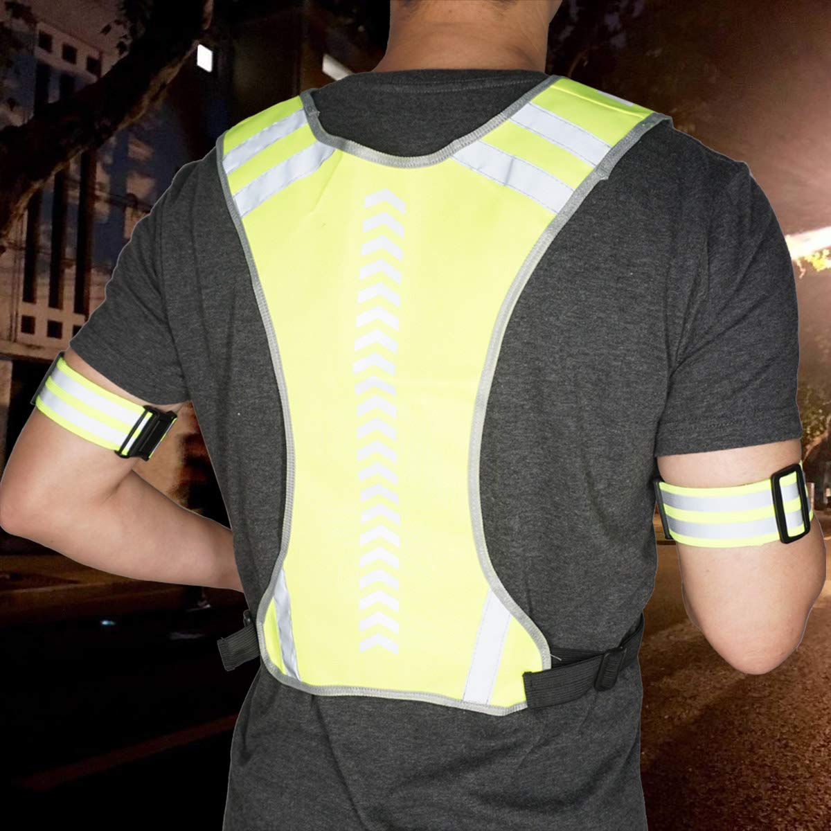 TOURUN Reflective Running Vest Gear with Pocket for Women Men Kids, Safety Reflective Vest Bands for Night Cycling Walking Bicycle Jogging