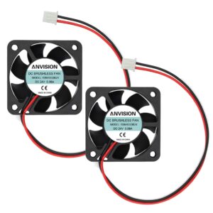 anvision 2-pack dc 24v 40mm x 10mm brushless cooling fan, dual ball bearing, 2 pin