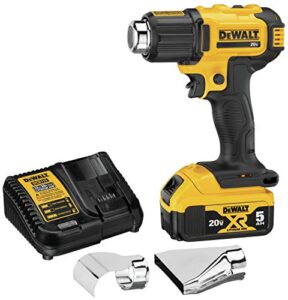 dewalt 20v max heat gun kit, cordless, up to 990 degrees, 42 minutes of run time, led light, battery and charger included (dce530p1)