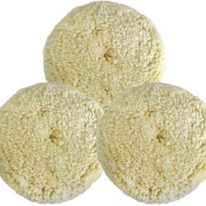 Wool Buffing Pad Kit 5" 3PCS 100% Natural Wool Car Auto Hook and Loop Grip Buffing Pad for Compound Cutting & Polishing for Car,Boats, Trucks and RVs Polishing Motorcycle Washing Machine