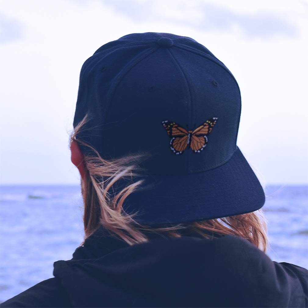 Baseball Cap Monarch Butterfly Embroidery Acrylic Dad Hats for Men & Women Strap Closure White Design Only