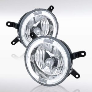 autozensation compatible with 2005-2009 ford mustang gt clear lens fog lights halo + h10 bulbs included l+r pair