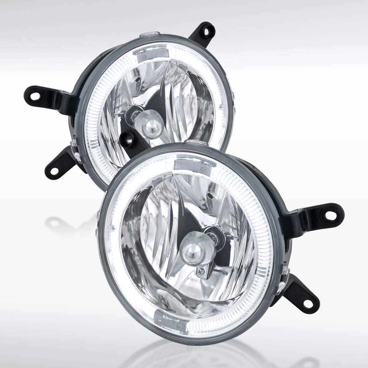 Autozensation Compatible with 2005-2009 Ford Mustang Gt Clear Lens Fog Lights Halo + H10 Bulbs Included L+R Pair