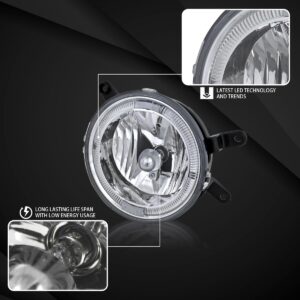 Autozensation Compatible with 2005-2009 Ford Mustang Gt Clear Lens Fog Lights Halo + H10 Bulbs Included L+R Pair