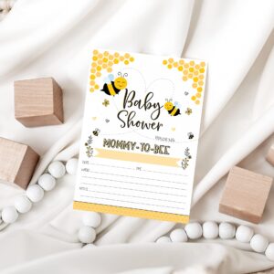 Your Main Event Prints Mom To Bee Baby Shower Invitations, Neutral Yellow Bee Baby Shower Invites with Diaper Raffles Cards, Sprinkle, 20 Invites Including Envelopes