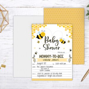 Your Main Event Prints Mom To Bee Baby Shower Invitations, Neutral Yellow Bee Baby Shower Invites with Diaper Raffles Cards, Sprinkle, 20 Invites Including Envelopes