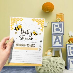 Your Main Event Prints Mom To Bee Baby Shower Invitations, Neutral Yellow Bee Baby Shower Invites with Diaper Raffles Cards, Sprinkle, 20 Invites Including Envelopes