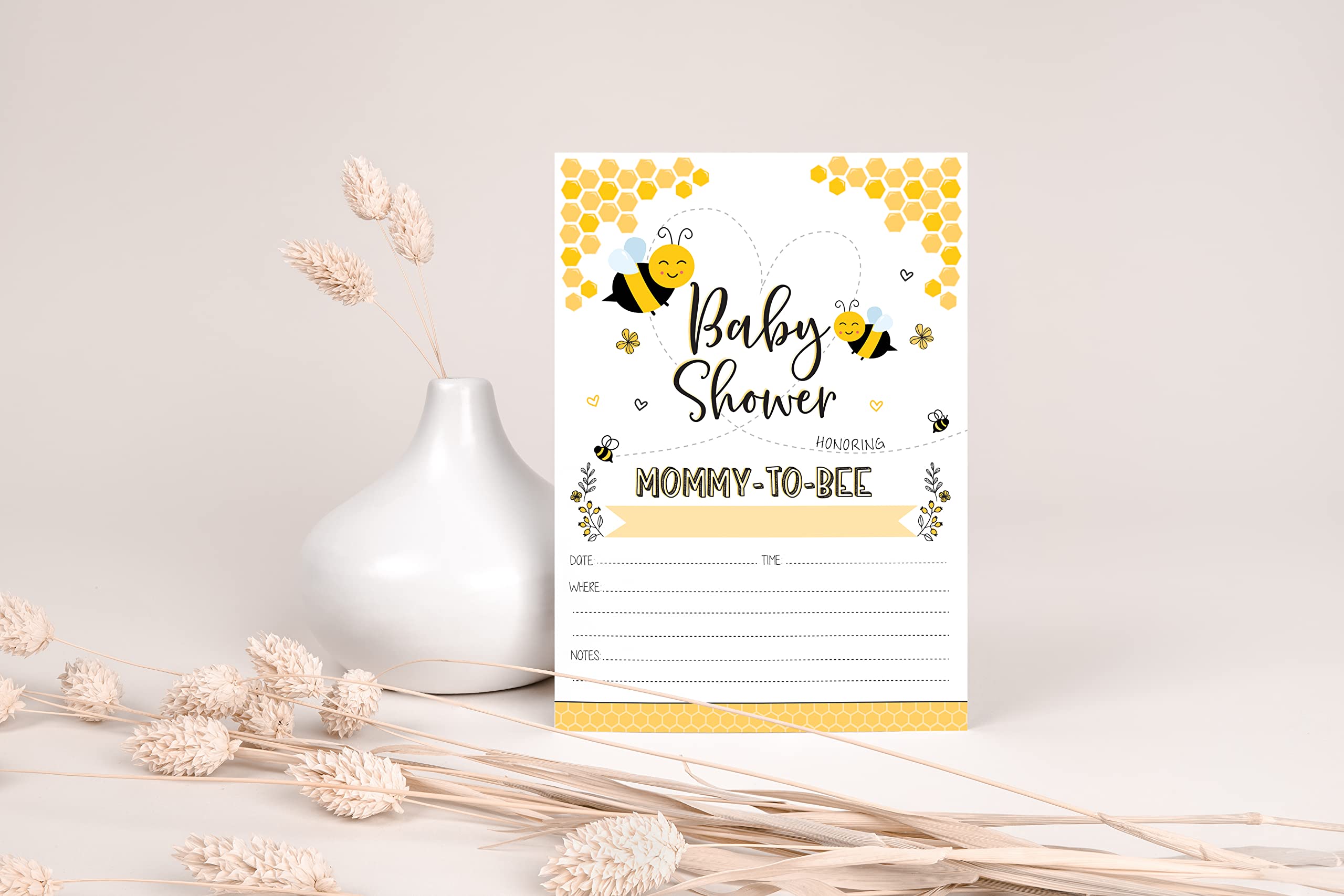 Your Main Event Prints Mom To Bee Baby Shower Invitations, Neutral Yellow Bee Baby Shower Invites with Diaper Raffles Cards, Sprinkle, 20 Invites Including Envelopes