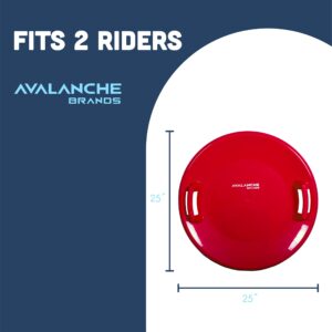 Avalanche Brands | 25" Downhill Saucer Snow Sled | Red | Durable Handles & Safe for All Ages