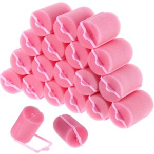 geyoga 18 pieces sponge hair rollers large soft foam hair styling curlers large size hairdressing curlers for women and kids (pink,1.6 x 2.8 inches)