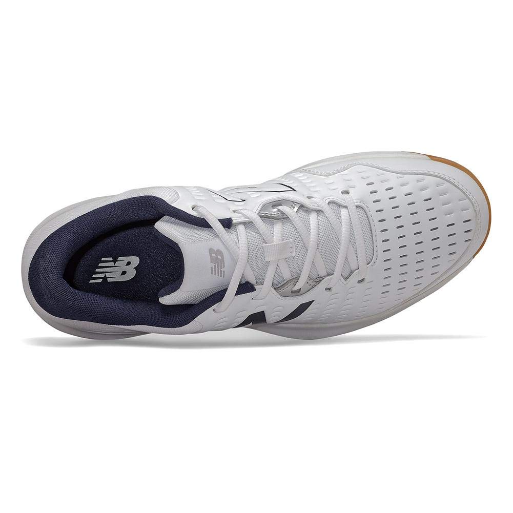 New Balance Men's 696 V4 Hard Court Tennis Shoe, White/Navy, 12 M US