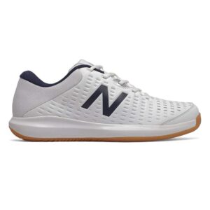 New Balance Men's 696 V4 Hard Court Tennis Shoe, White/Navy, 12 M US