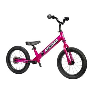 strider 14x, funky fuchsia - balance bike for kids 3 to 7 years - includes custom grips, padded seat, performance footrest & all-purpose tires - easy assembly & adjustments